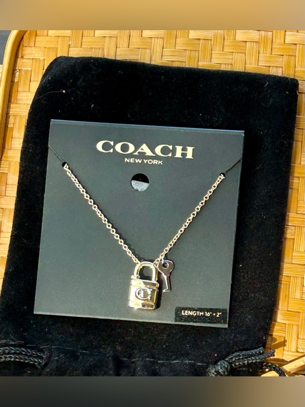 Coach Gold Lock and Key Necklace NWT - Picture 3 of 7